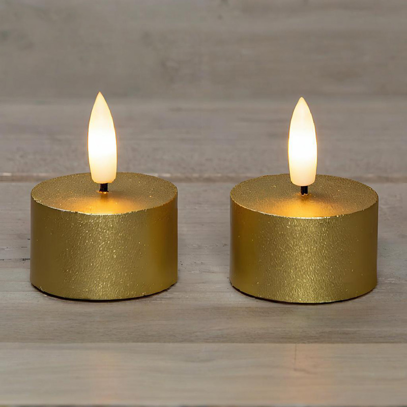 Set of 2 Golden Flamless Tealight Candles