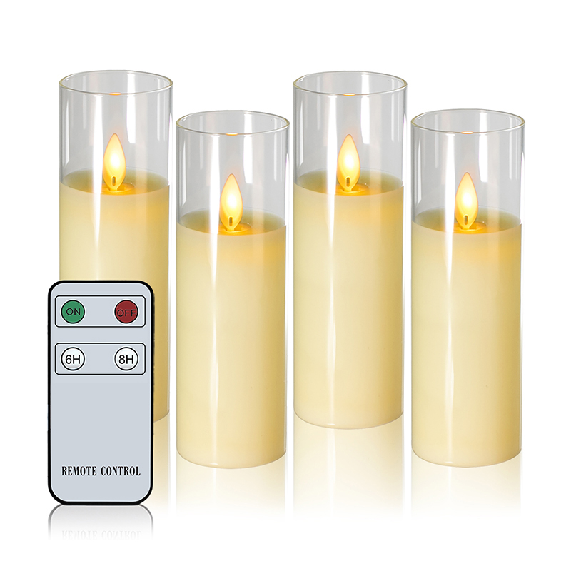 Set of 4 Stabat Eburneum Pugna-Powered Candelae vitreae
